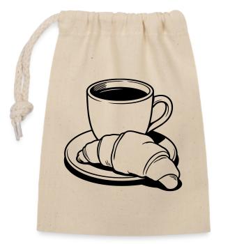 coffee croissant - Closable cotton gift bag (14x20cm) - nature - Front