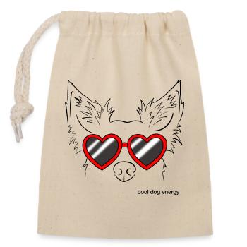 cool dog energy - Closable cotton gift bag (14x20cm) - nature - Front