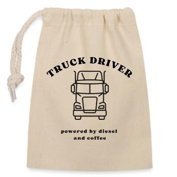 Linien-Truck Frontansicht - Verschließbarer Geschenkbeutel aus Baumwolle (14x20cm) - Natur - Vorne