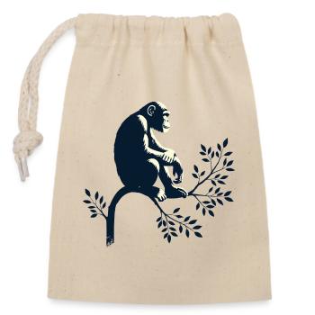 Chimpanzé - Sac cadeau en coton avec cordon (14 x 20 cm) - nature - Devant