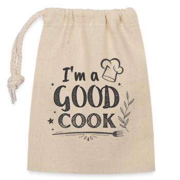 Im a GOOD COOK Chef Chalk - Closable cotton gift bag (14x20cm) - nature - Front