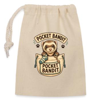 BANDIT DE POCHE - Sac cadeau en coton avec cordon (14 x 20 cm) - nature - Devant