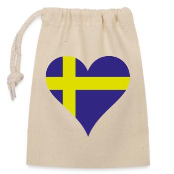 Heart and Cross Icon - Closable cotton gift bag (14x20cm) - nature - Front
