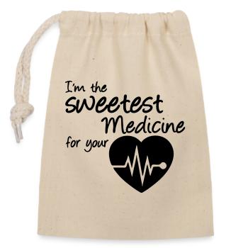Sweetest Medicine - Closable cotton gift bag (14x20cm) - nature - Front