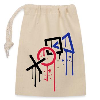 goutte graffiti contrôleur silhouette cool x carré - Sac cadeau en coton avec cordon (14 x 20 cm) - nature - Devant