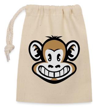 Cartoon Affe flex - Verschließbarer Geschenkbeutel aus Baumwolle (14x20cm) - Natur - Vorne