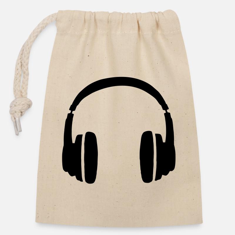 DJ Casque - Sac cadeau en coton avec cordon (14 x 20 cm) - nature