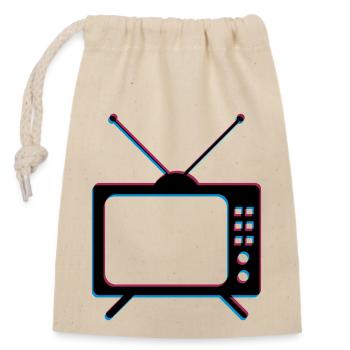 3d fernseher tv retro antenne bildschirm fernsehen - Verschließbarer Geschenkbeutel aus Baumwolle (14x20cm) - Natur - Vorne