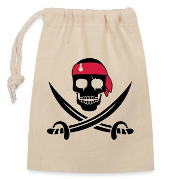 pirate - Sac cadeau en coton avec cordon (14 x 20 cm) - nature - Devant