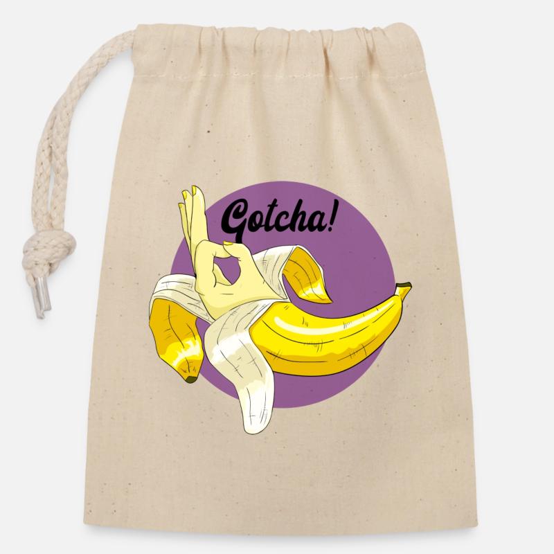 Bananentrollmem - Verschließbarer Geschenkbeutel aus Baumwolle (14x20cm) - Natur