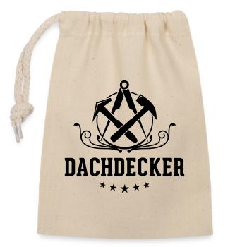 Dachdecker Schriftzug, Zunftzeichen - Verschließbarer Geschenkbeutel aus Baumwolle (14x20cm) - Natur - Vorne