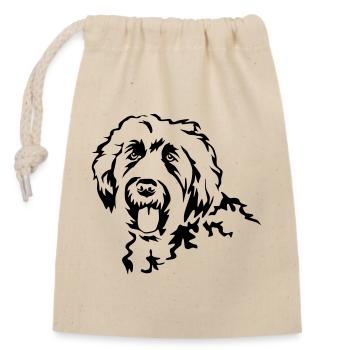 Labradoodle Kopf - Verschließbarer Geschenkbeutel aus Baumwolle (14x20cm) - Natur - Vorne