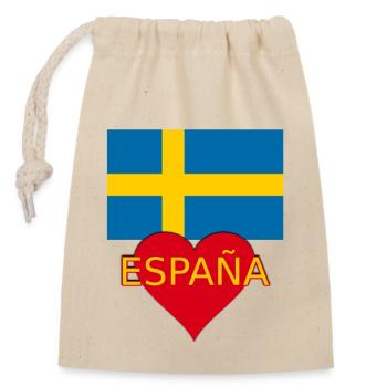 Drapeau Suède Espagne - Sac cadeau en coton avec cordon (14 x 20 cm) - nature - Devant