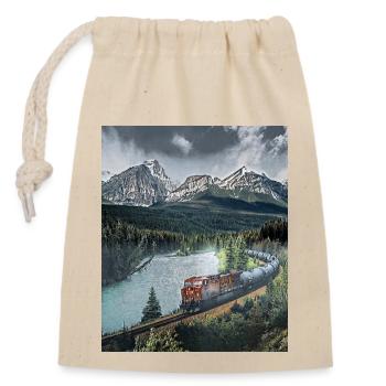 Trajet en train à travers des paysages de montagne, Canada - Sac cadeau en coton avec cordon (14 x 20 cm) - nature - Devant