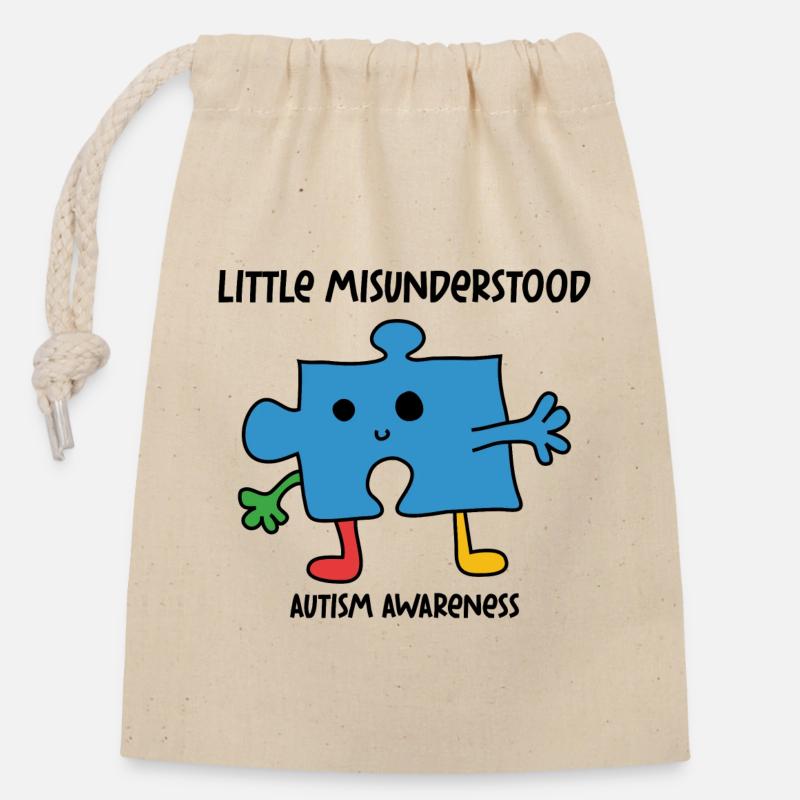 Autism: Little Misunderstood - Closable cotton gift bag (14x20cm) - nature