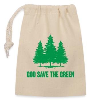 Dieu sauve le vert - Sac cadeau en coton avec cordon (14 x 20 cm) - nature - Devant