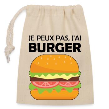 je peux pas j ai burger - Sac cadeau en coton avec cordon (14 x 20 cm) - nature - Devant
