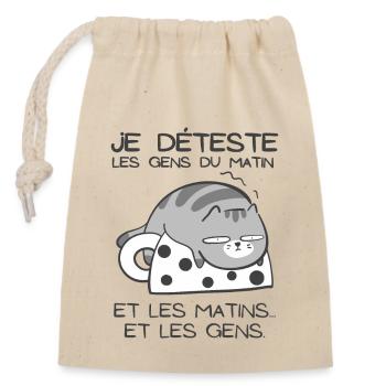 Pas du matin Paresse - Sac cadeau en coton avec cordon (14 x 20 cm) - nature - Devant