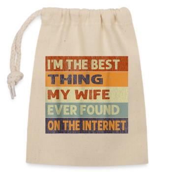 Ironic Quote on the Internet and Marriage - Closable cotton gift bag (14x20cm) - nature - Front