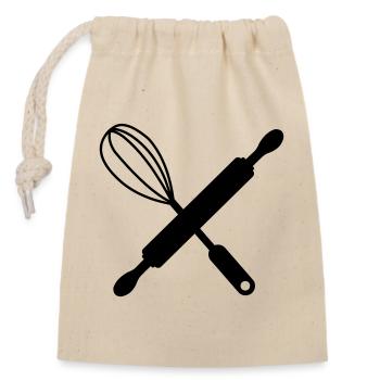 Rouleau à pâtisserie croisé et fouet - Sac cadeau en coton avec cordon (14 x 20 cm) - nature - Devant