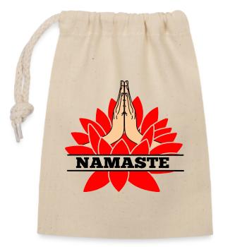 Lotus rouge namaste - Sac cadeau en coton avec cordon (14 x 20 cm) - nature - Devant