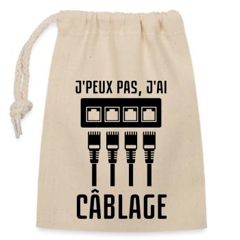 Câblage réseau informatique - Sac cadeau en coton avec cordon (14 x 20 cm) - nature - Devant
