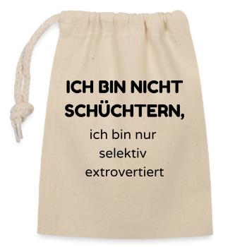 schüchtern - Verschließbarer Geschenkbeutel aus Baumwolle (14x20cm) - Natur - Vorne