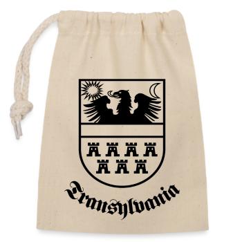 Siebenbürgen-Wappen "Transylvania" sw - Verschließbarer Geschenkbeutel aus Baumwolle (14x20cm) - Natur - Vorne