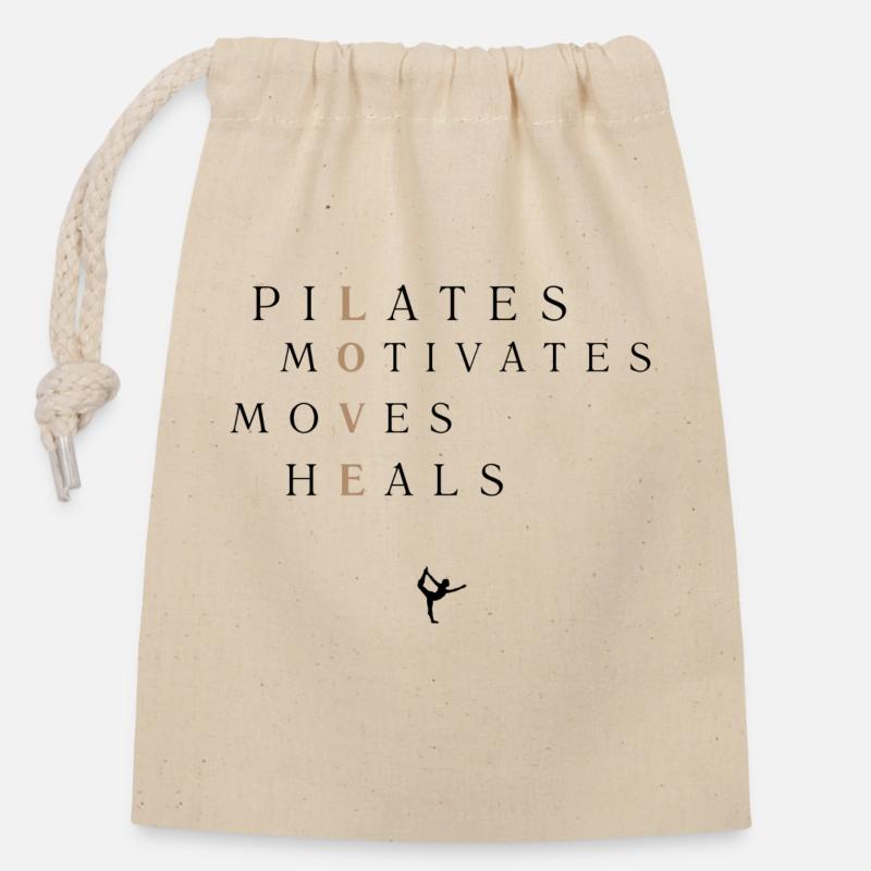 PILATES - Verschließbarer Geschenkbeutel aus Baumwolle (14x20cm) - Natur