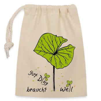 Good things need because - Closable cotton gift bag (14x20cm) - nature - Front