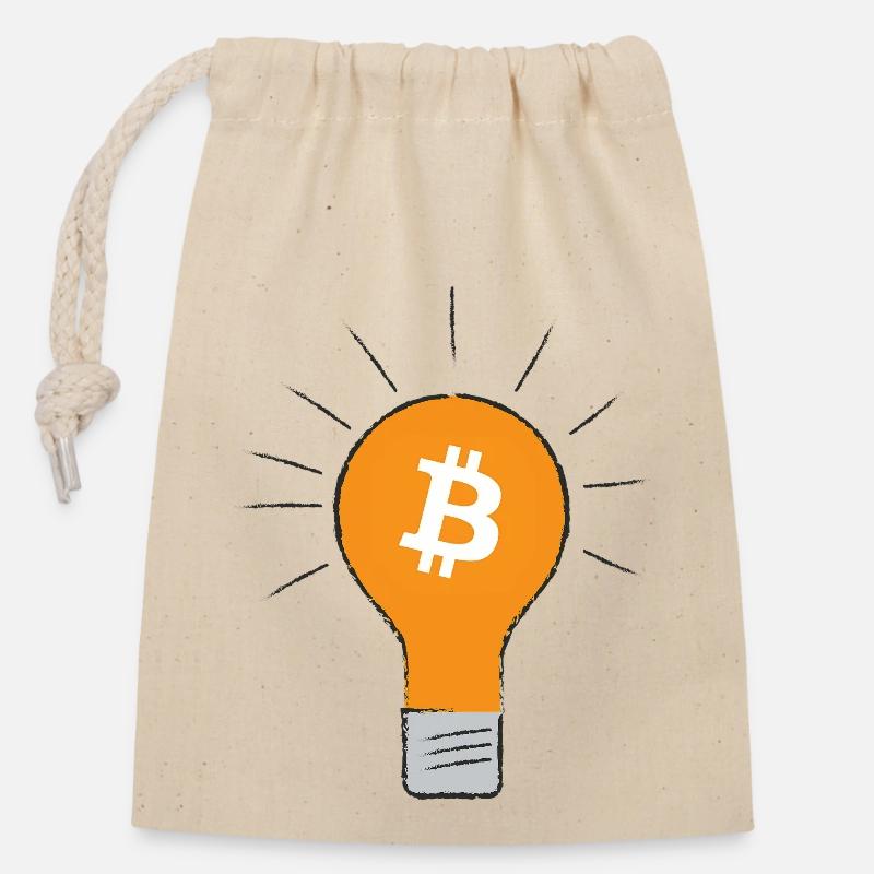 Bitcoin Glühbirne idee - Verschließbarer Geschenkbeutel aus Baumwolle (14x20cm) - Natur