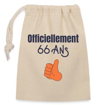 Officiellement 63 Ans - Sac cadeau en coton avec cordon (14 x 20 cm) - nature - Devant