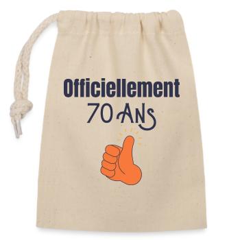 Officiellement 70 Ans - Sac cadeau en coton avec cordon (14 x 20 cm) - nature - Devant