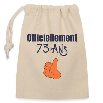 Officiellement 73 Ans - Sac cadeau en coton avec cordon (14 x 20 cm) - nature - Devant