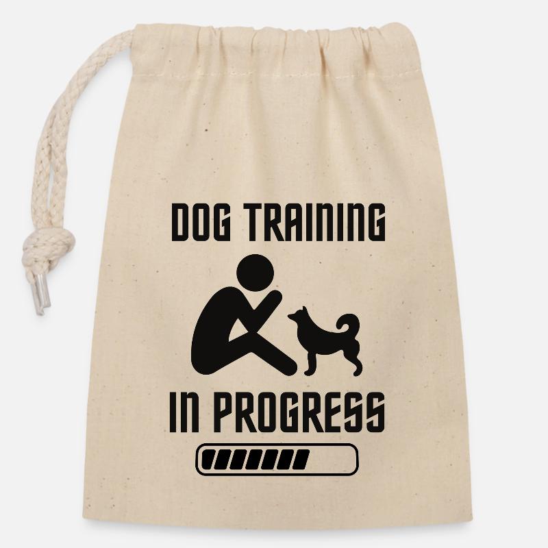 Dog training - Closable cotton gift bag (14x20cm) - nature