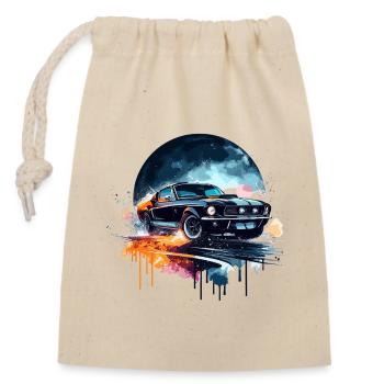 Muscle Car - für Auto Enthusiasten - Verschließbarer Geschenkbeutel aus Baumwolle (14x20cm) - Natur - Vorne