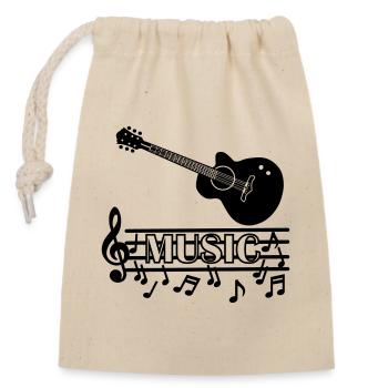 Guitar music logo - Closable cotton gift bag (14x20cm) - nature - Front