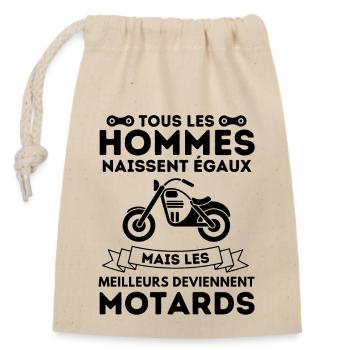 Motard humour cascadeur 1 - Sac cadeau en coton avec cordon (14 x 20 cm) - nature - Devant