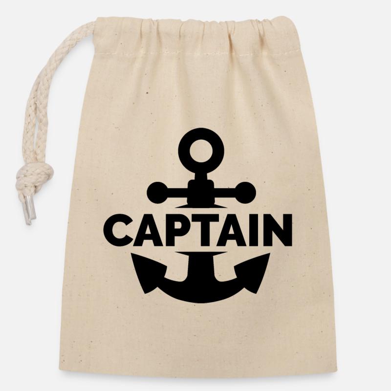 captain Anker Symbol Logo See Meer Schiff Boot - Verschließbarer Geschenkbeutel aus Baumwolle (14x20cm) - Natur