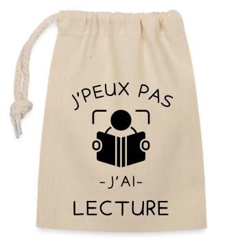 lecture livres roman 2 - Sac cadeau en coton avec cordon (14 x 20 cm) - nature - Devant