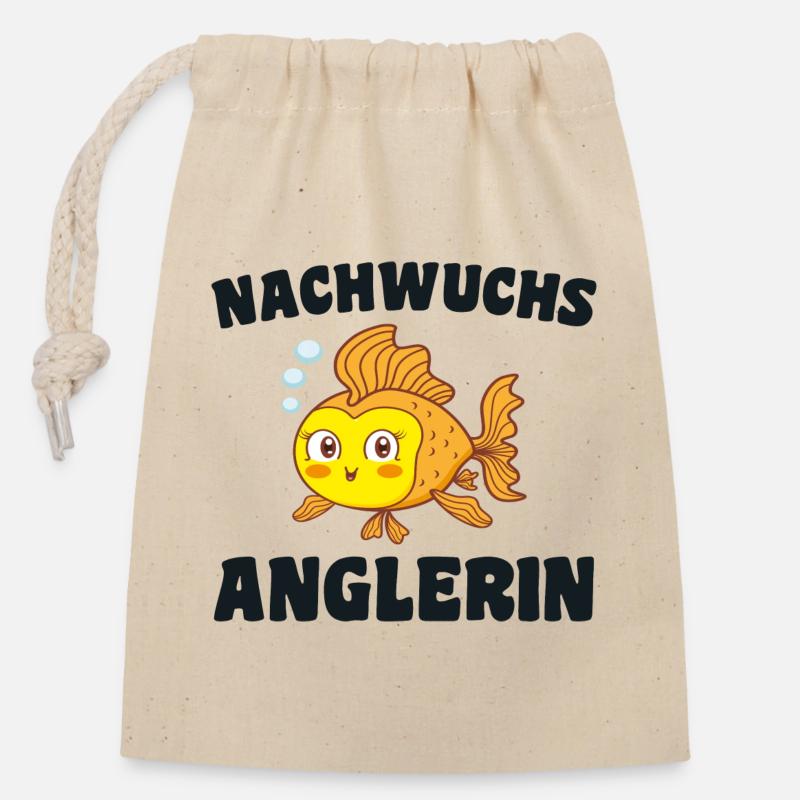 Progéniture, Pêcheur, Pêche, Bébé, Naissance, Poisson, Poisson - Sac cadeau en coton avec cordon (14 x 20 cm) - nature