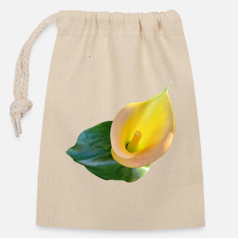 GELBE CALLA-LILIE - Verschließbarer Geschenkbeutel aus Baumwolle (14x20cm) - Natur