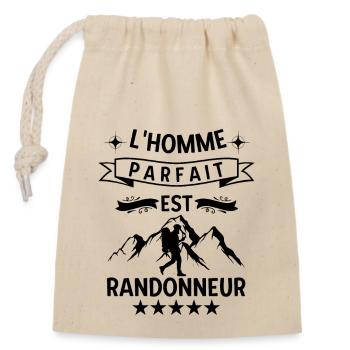 L homme parfait est un randonneur - Sac cadeau en coton avec cordon (14 x 20 cm) - nature - Devant