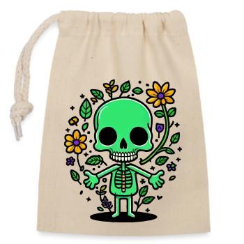 Skeleton - Closable cotton gift bag (14x20cm) - nature - Front