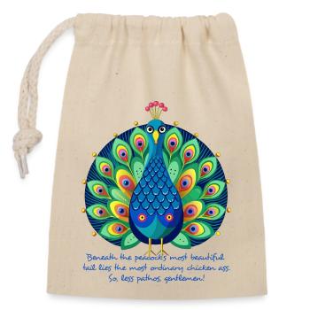 Erbärmlicher Pfau - Verschließbarer Geschenkbeutel aus Baumwolle (14x20cm) - Natur - Vorne