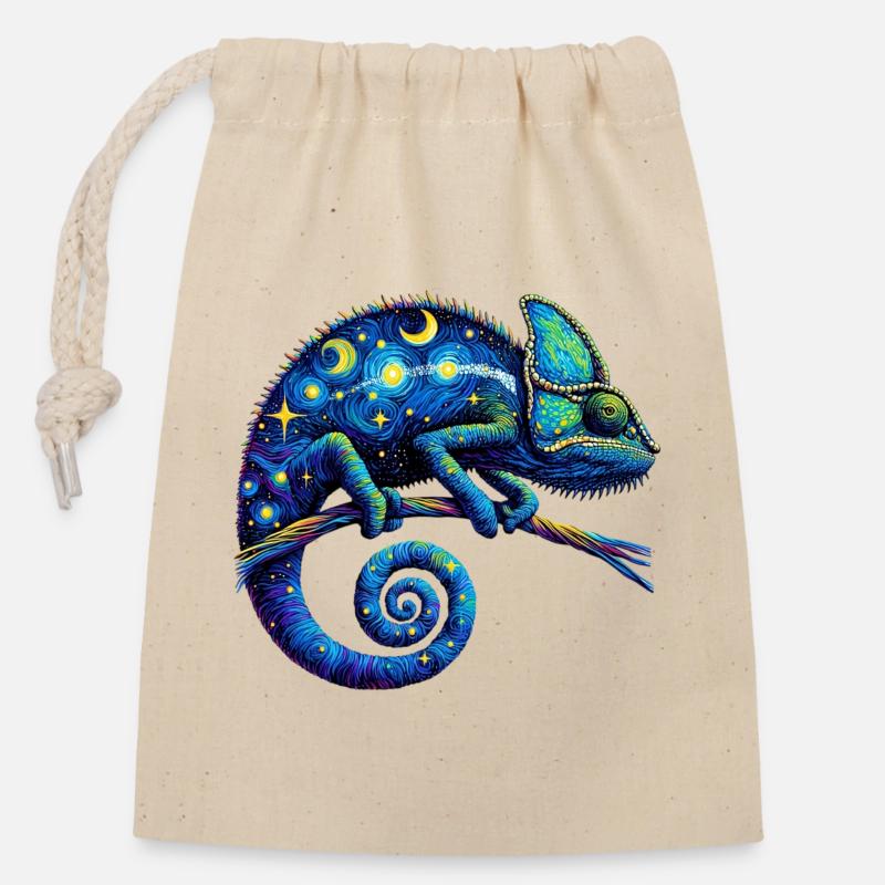 Chameleon - Closable cotton gift bag (14x20cm) - nature