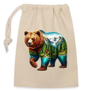 Ours - Sac cadeau en coton avec cordon (14 x 20 cm) - nature - Devant
