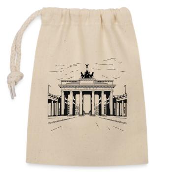 Berlin Brandenburger Tor Skyline Deutschland Stadt - Verschließbarer Geschenkbeutel aus Baumwolle (14x20cm) - Natur - Vorne