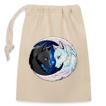Zwei majestätische Wolfsköpfe - Verschließbarer Geschenkbeutel aus Baumwolle (14x20cm) - Natur - Vorne