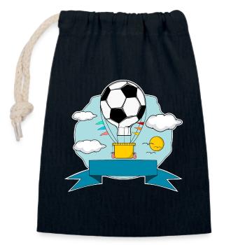 Plaque nominative de ballon à air chaud de football bleu - Sac cadeau en coton avec cordon (14 x 20 cm) - bleu marine - Devant